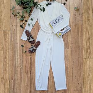 🖤Nasty Gal Ivory Drape Crossover Jumpsuit -XS